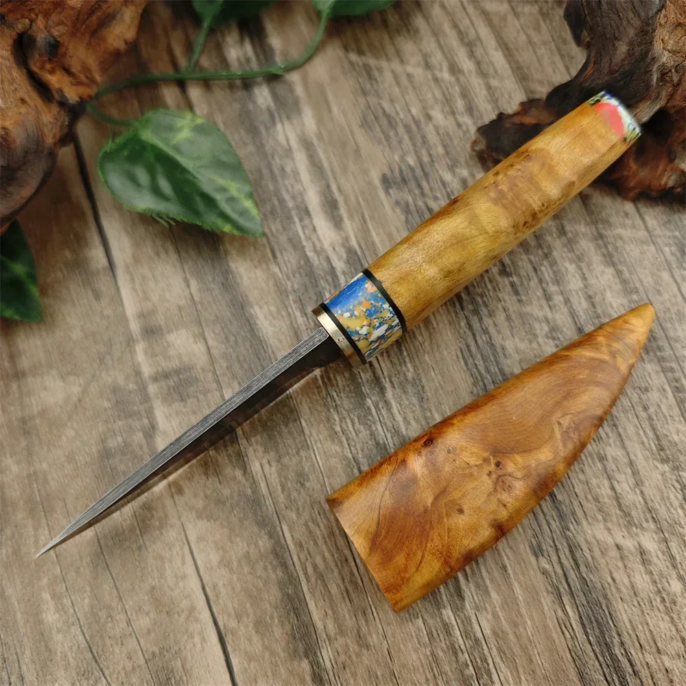 Quality Kitchen Meat Cutting Fixed Blade Knife Composite Steel Blade Handle White Shadow Wood Knives Home Fruit Paring Knife - view 4