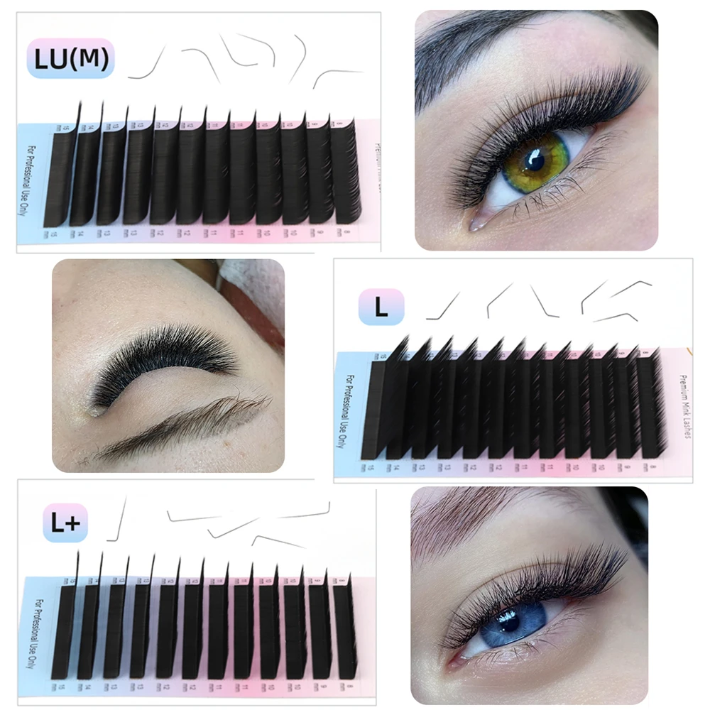 RUJADE L M Shaped Individual Silk Lashes M/L/L+/LC/LD/C/CC/D/DD Curl Natural Soft Volume Cashmere Eyelash Extension Faux Mink