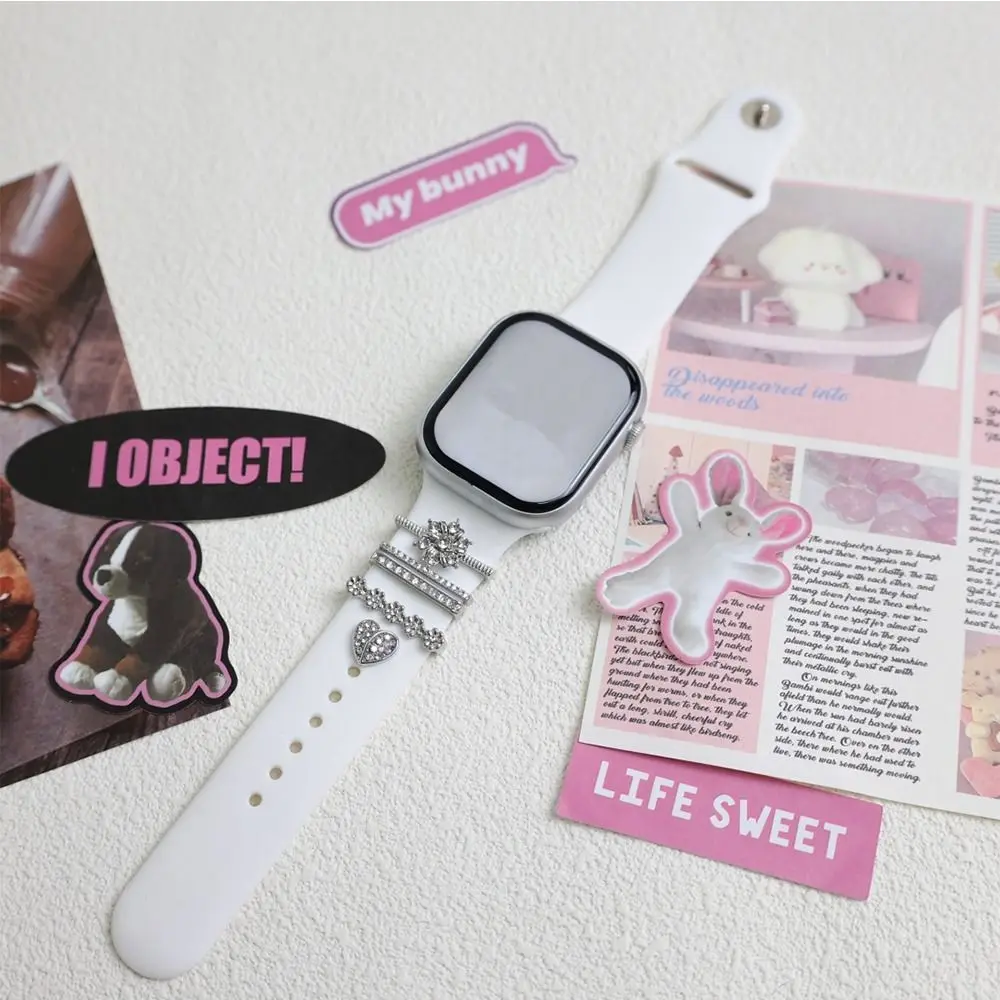 Adorno creativo de banda de reloj de Metal, broche de diamante, anillo decorativo, accesorios decorativos para correa de uñas