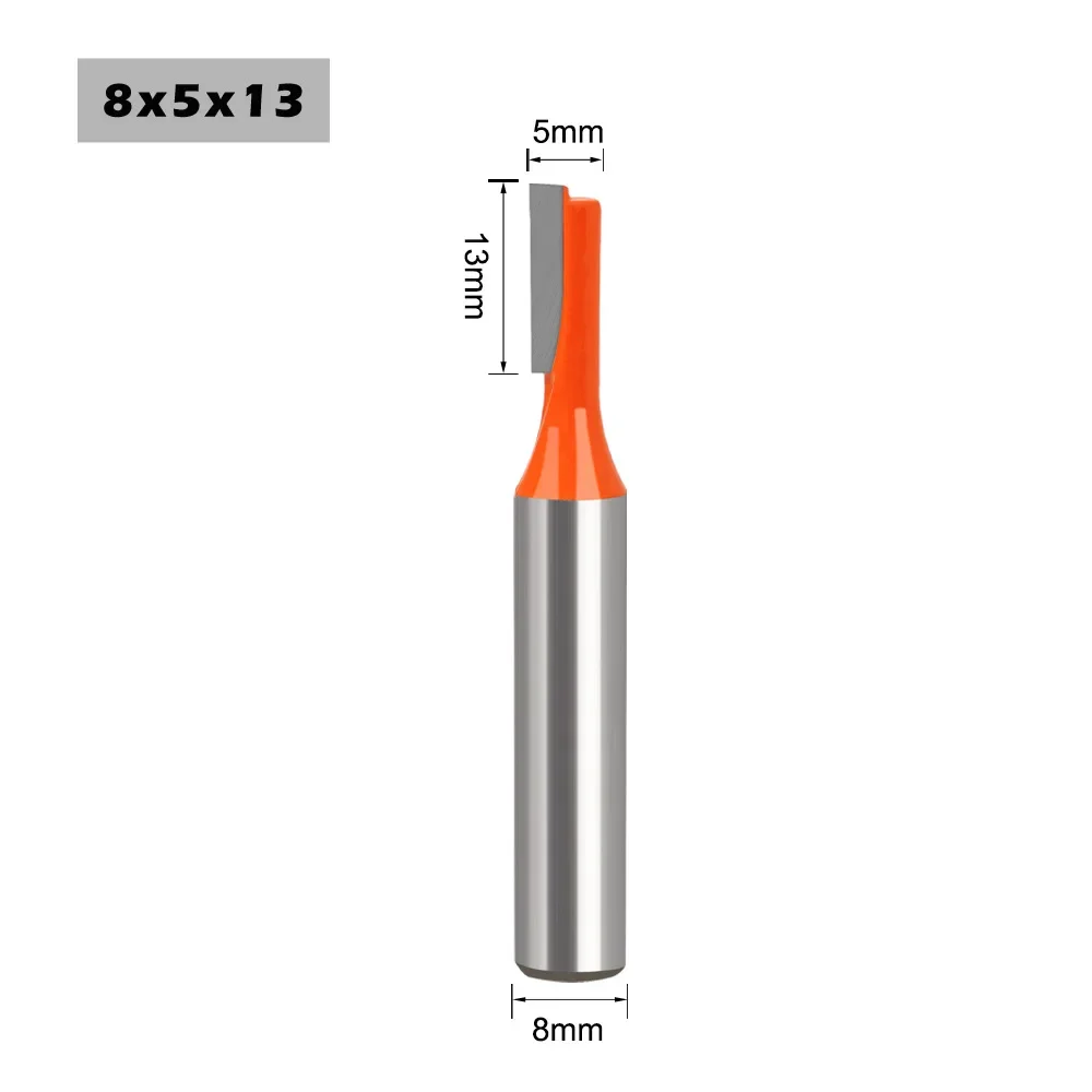 Única flauta haste fresadora, Wood Carving Straight Router Bit, Carboneto de tungstênio, Cortador de madeira para madeira, 8mm, 1Pc