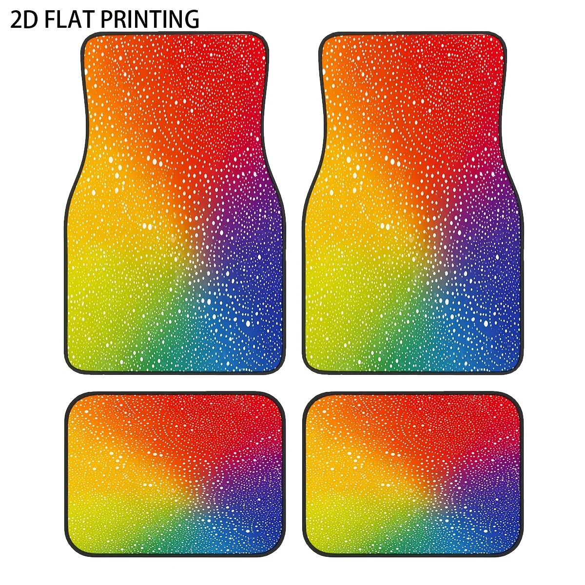 

4pcs Vibrant Rainbow Pattern Printed Car Floor Mats, Universal Material For All-Season Weatherproof Interior Protection And Deco