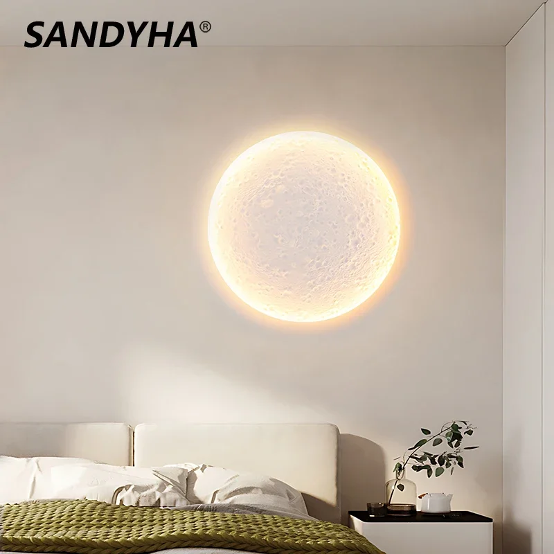 

New Led Wall Lamp White Moon Gypsum Lighting Fixture Embedded Downlight Sconce Bedroom Bedside Aisle Living Room Decor Moon Lamp