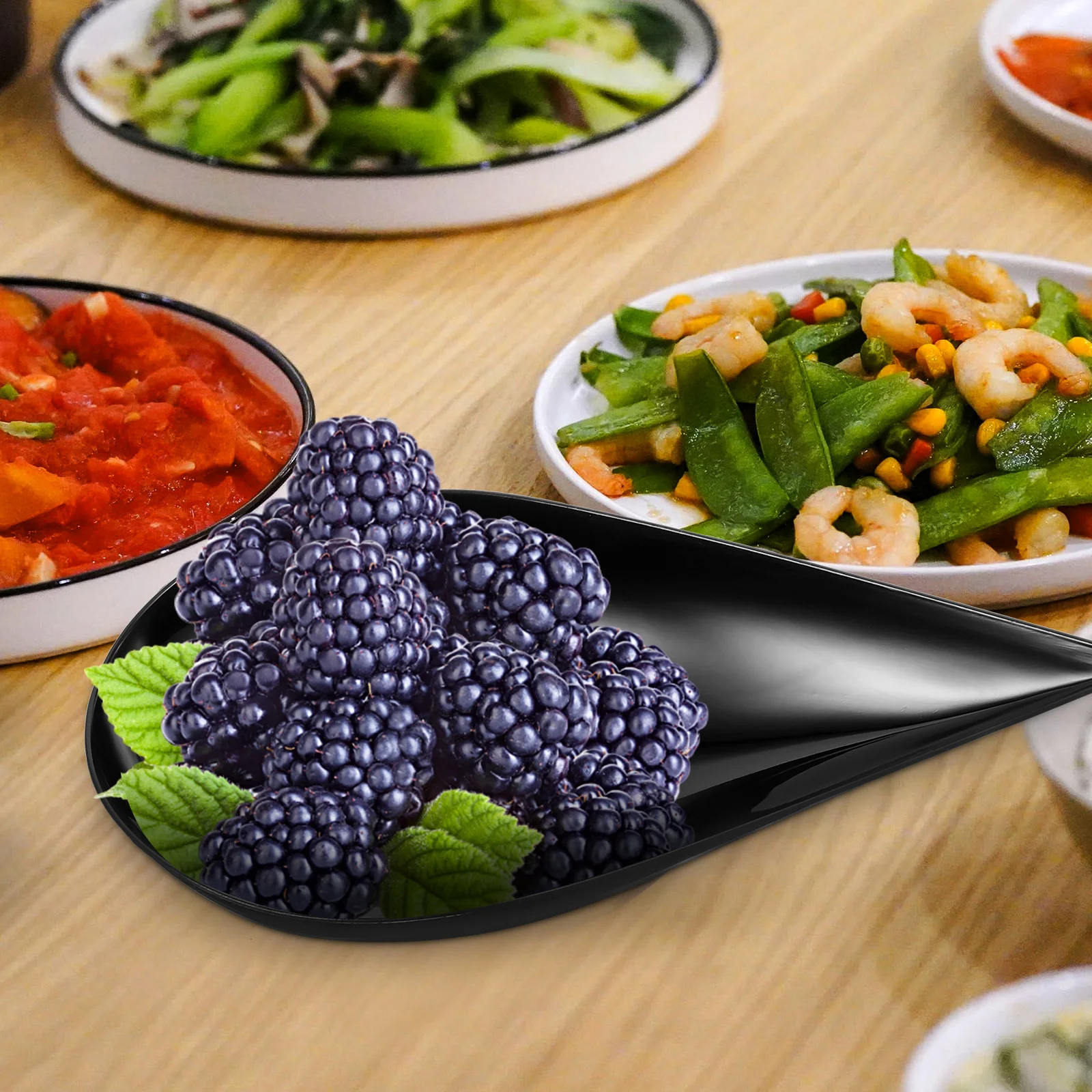 

100 шт. черных десертных ложек-подносов в форме капли для подачи фруктов, конфет, закусок, закусочных блюд, тортов, пудингов, чашек, подносов-капельниц