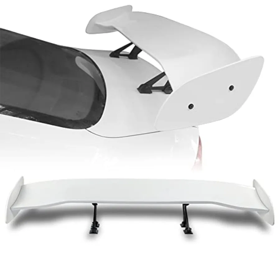 

Q1-TECH Universal Fit Painted Glossy White GT Wing Rear Weatherproof Adjustable Trunk Deck Spoiler with Accessories Kit 57 Leng