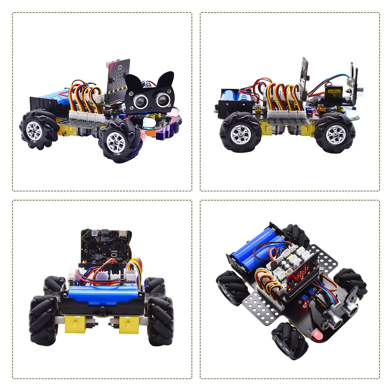 New Free Movement Microbit Kit Micro:bit 4WD Mecanum Robot Car (Not Include Main board)