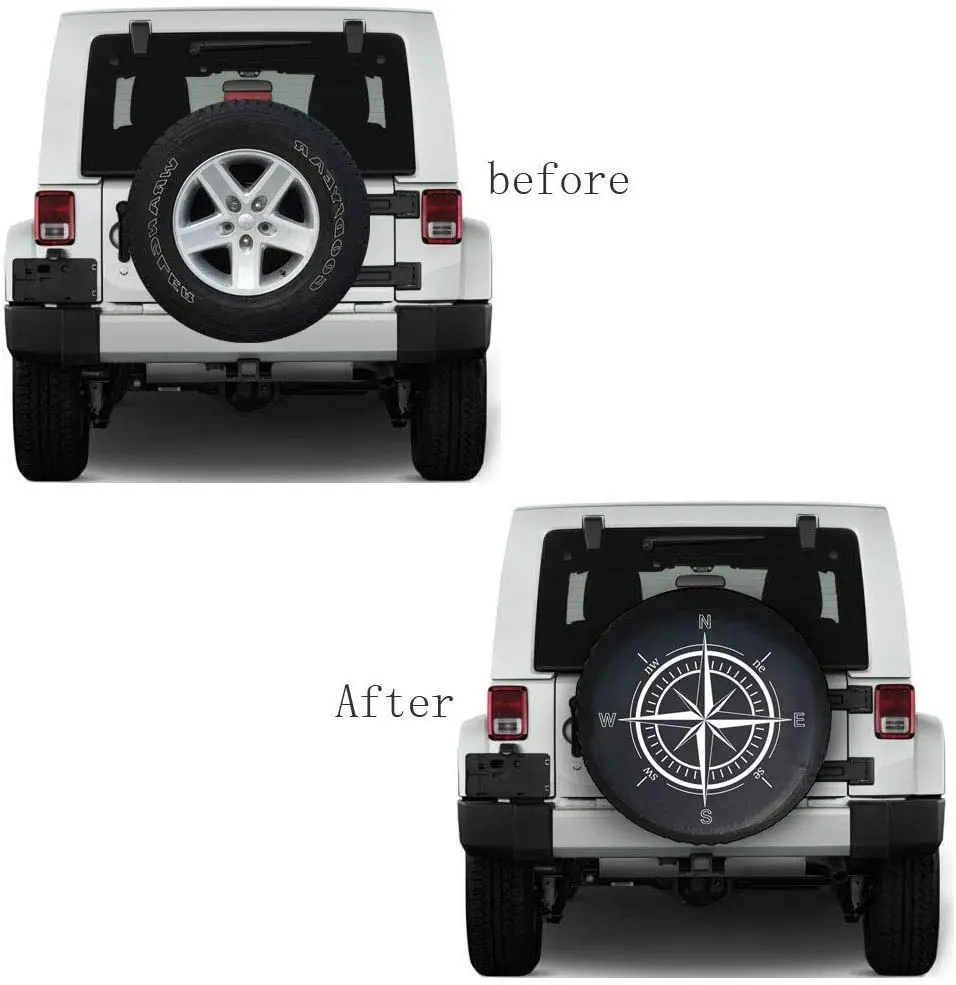 DKIIGAME Spare Tire Cover,Weatherproof Vinyl Leather Wheel Cover for Jeep Wrangler Sahara,Hummer H3,Toyota FJ,