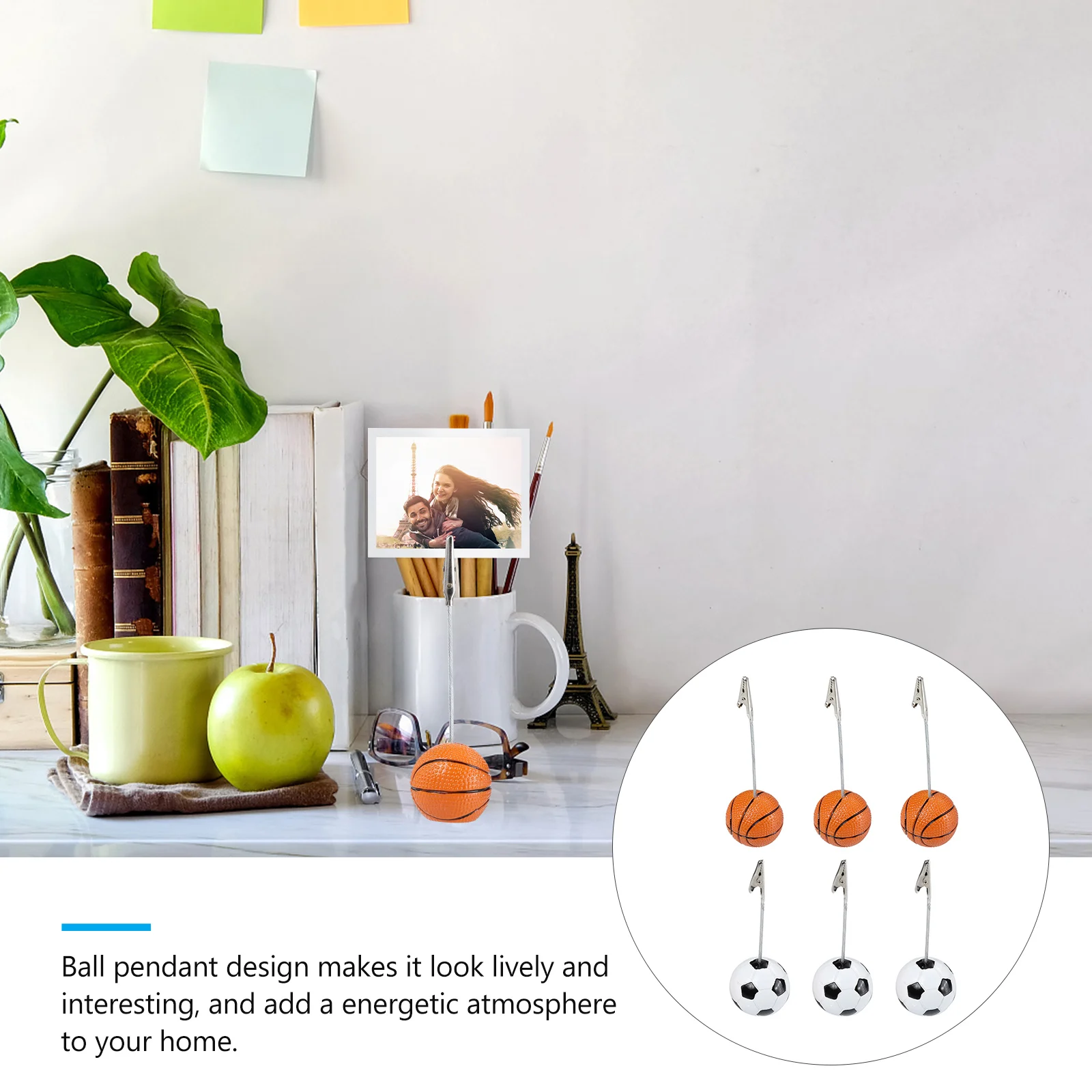 

6 Pcs Sports Ball Photo Clip Holders Cards Clips Desk Adornments Memo Memorandum Message