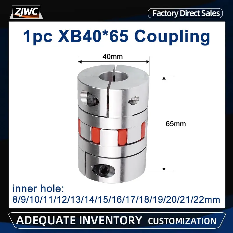 XB40*65 D40L65 Two Jaws Couple Aluminium Plum Flexible Shaft Coupling Motor Connector CNC Flexible Couples 5/6/7/8/9/10/12-22mm