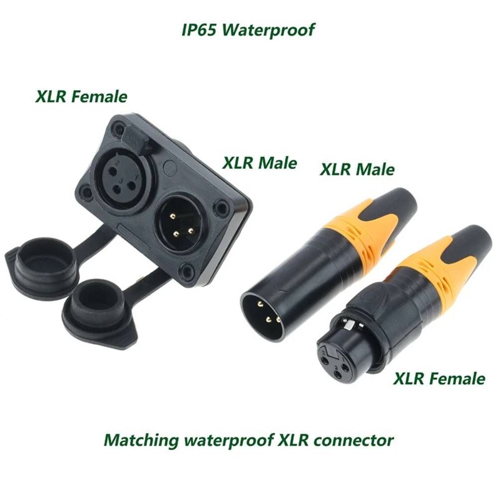 1pcs IP65 Waterproof 3Pin 5Pin XLR Female + Male Panel Mount Socket 2 in 1 Outdoor Audio Mic Connector for Stage DJ PA System
