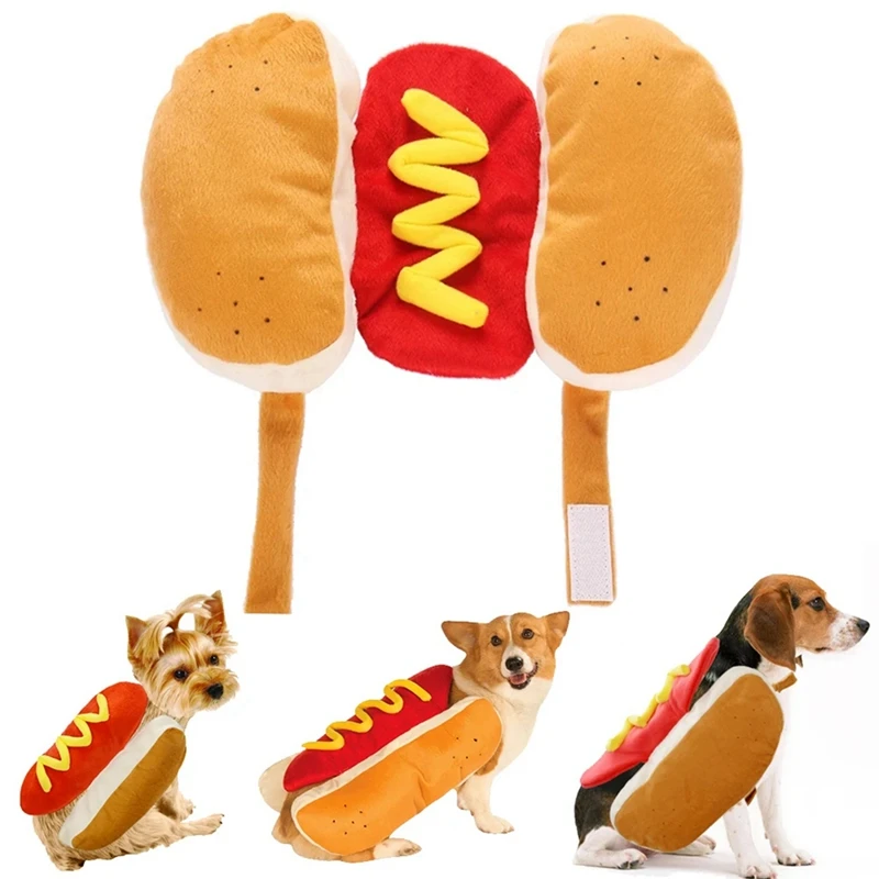 Kostum Lucu Hewan Peliharaan Berdandan Hot Dog, Kostum Kucing dan Anak Anjing Lucu Hadiah Permainan Peran Pesta Halloween Anjing Kecil dan Menengah-A22G