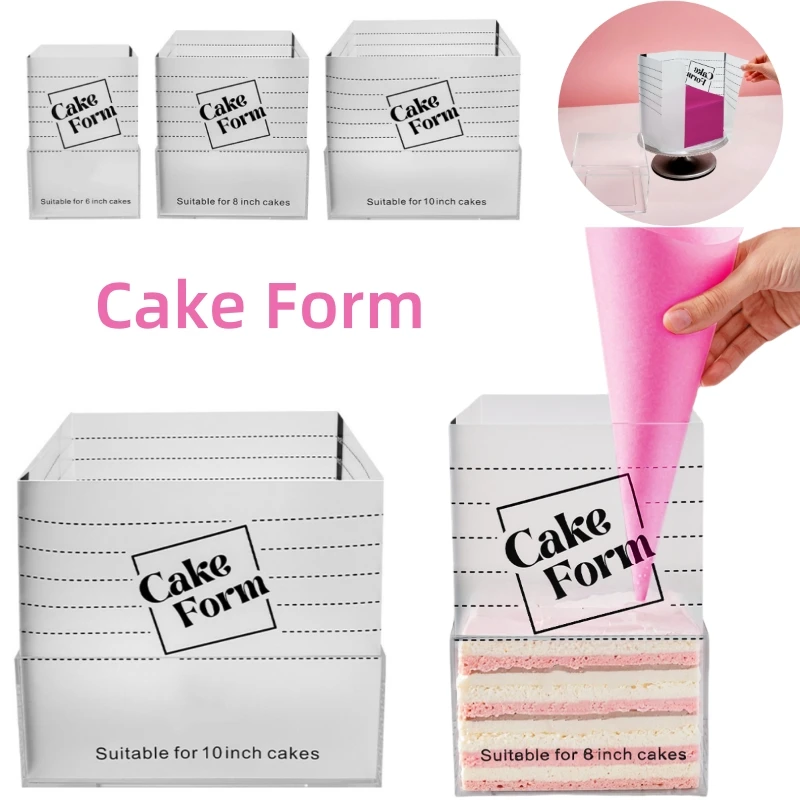 

Adjustable Square Cake Ring Mold Fondant Tool Retractable Mousse Pastry Ring With Scale Acrylic Reusable Baking Cake Decor Tools