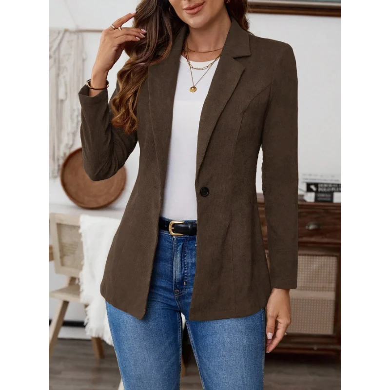 2025 Autumn and Winter New Corduroy Solid Color Suit Button Jacket