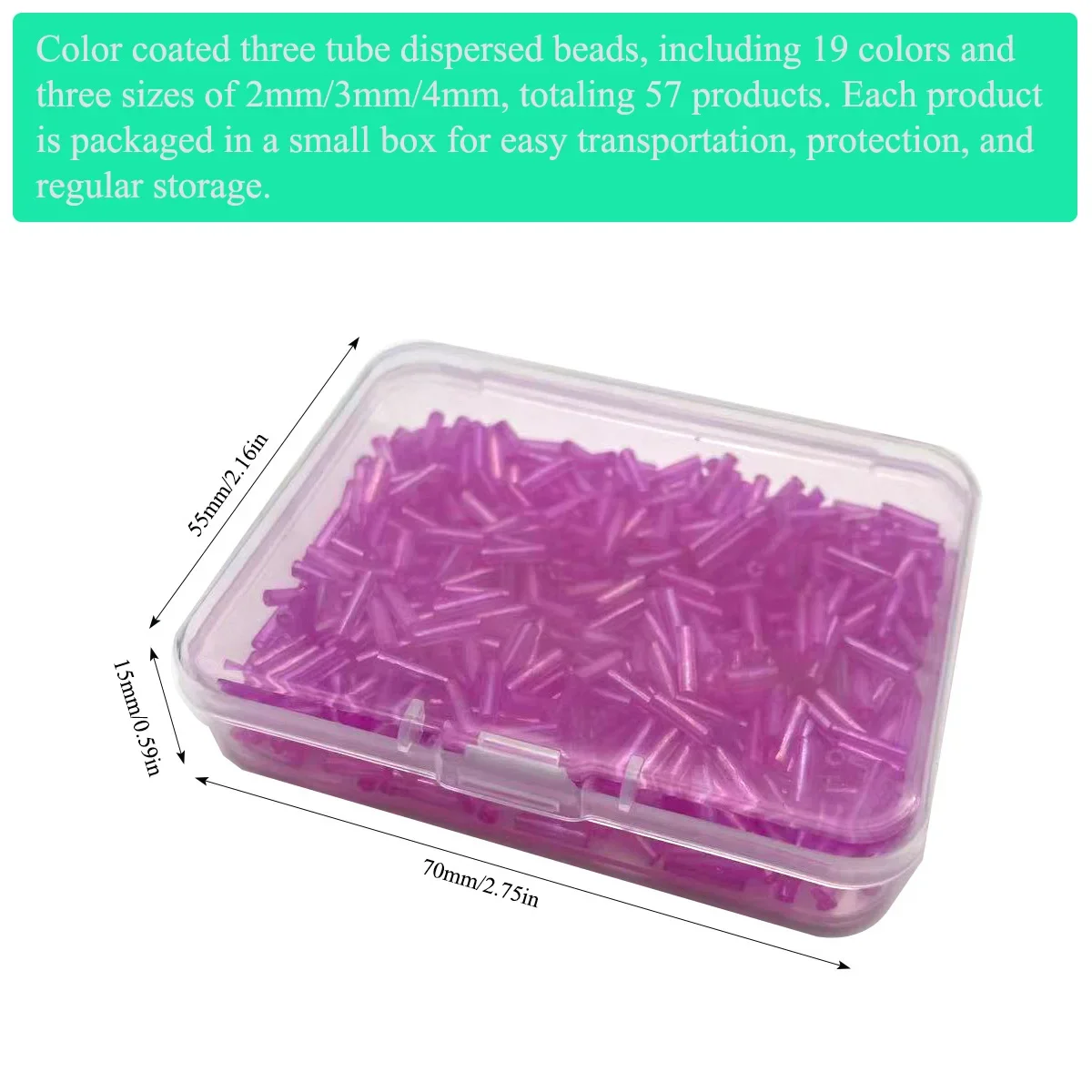 カラーコーティングされたトリプルチューブ2 * 7mmガラス管型分散ビーズ手作りDIYブレスレットネックレス作成材料