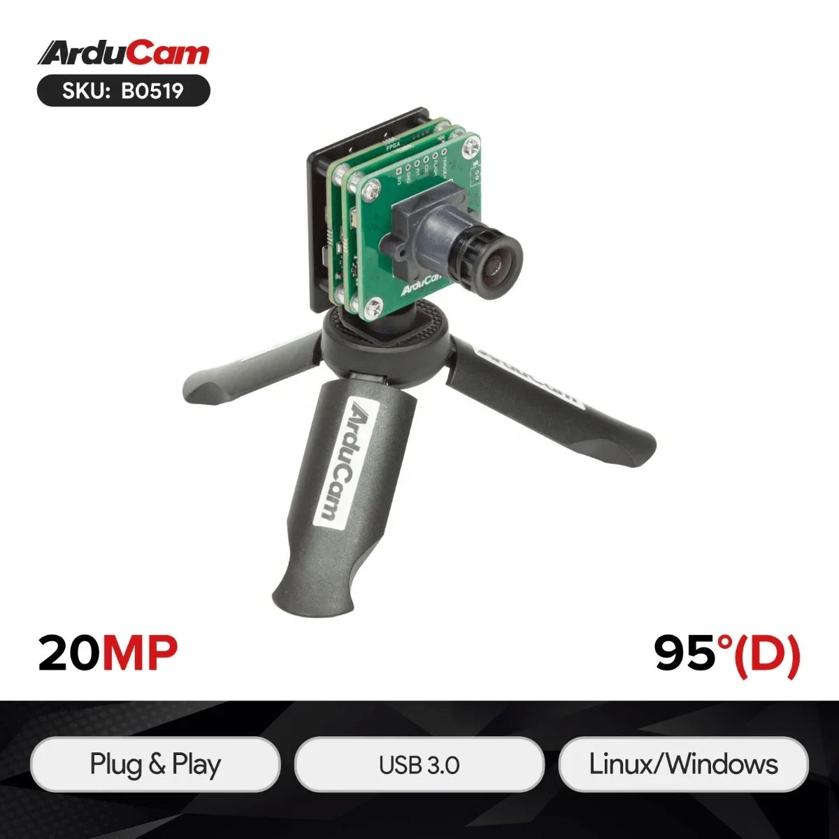 Arducam 20MP AR2020 Color USB 3.0 USB UVC Camera HD Video Imaging for Robot Machine Vision Video Conferencing Iris Recognition