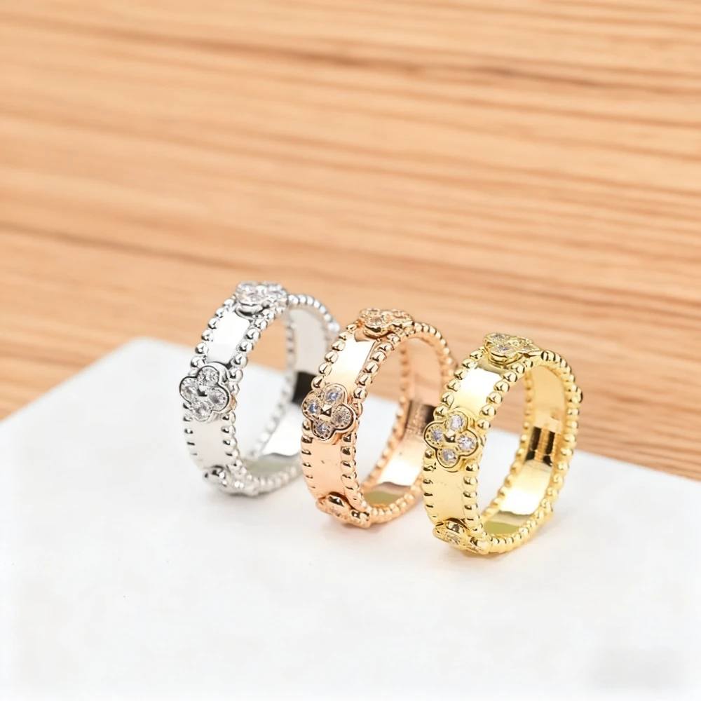Premium Jewelry Classic Fashion Lucky Grass Ring Women's Charm Luxury Gift Party Accessories