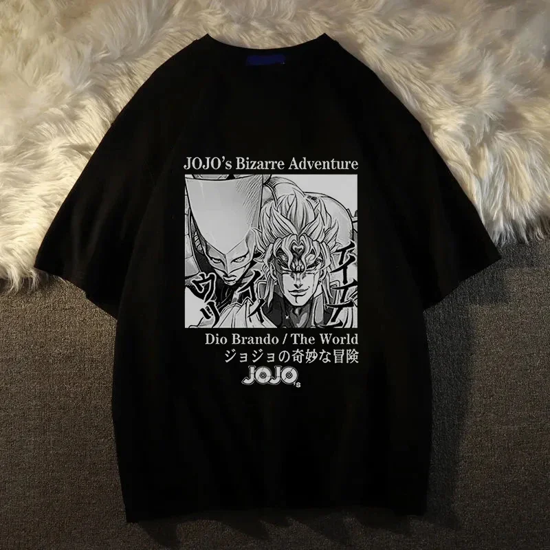 Short-sleeved Japanese Anime Jojo Bizarre Adventure Graphics Print T-shirt Casual Loose T-shirts Streetwear Female Harajuku Punk