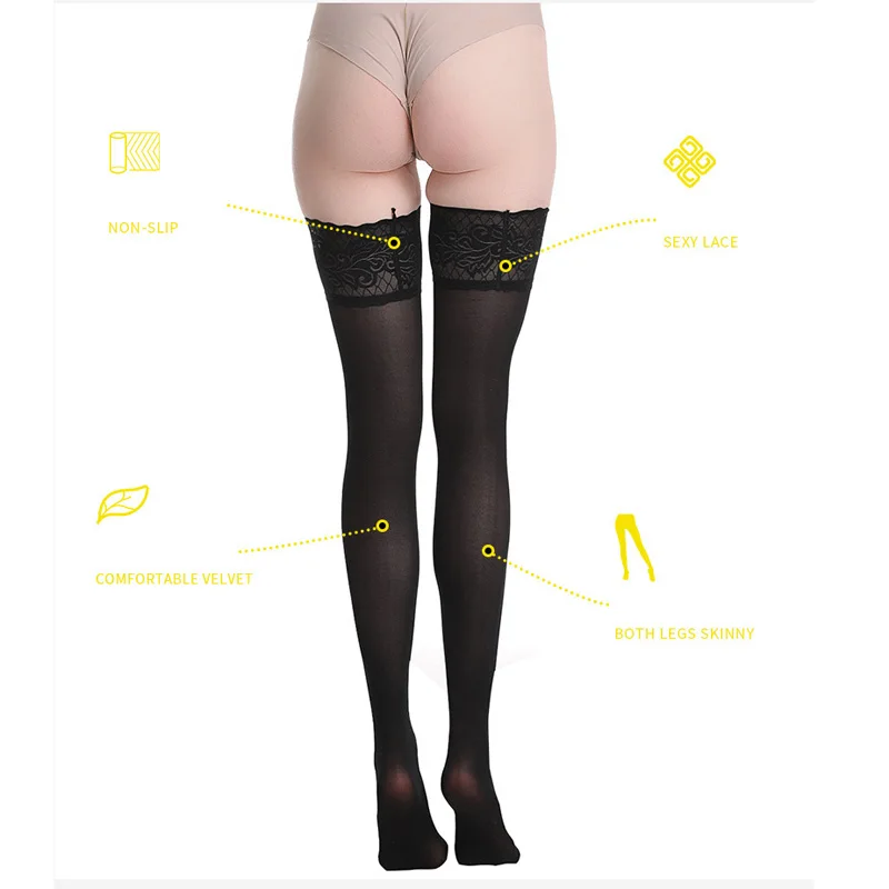 Sexy Frauen Hohe Elastische Oberschenkel Hohe Strümpfe Silikon Non-slip Nylon Über Die Knie Strümpfe Nacht Club Lange Socken dessous