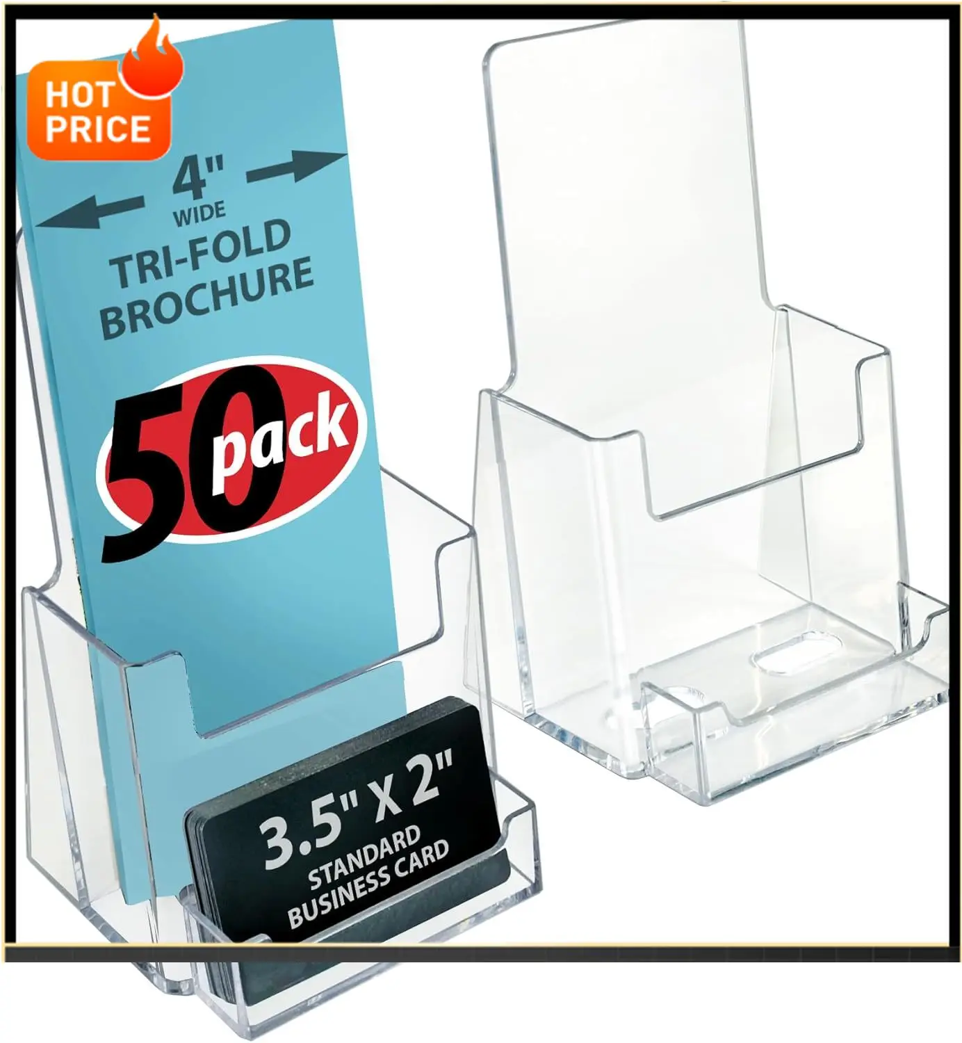 

Бестселлер, 252922-50PK, Настольная подставка для брошюр с горизонтальным держателем для визиток, Стенд для демонстрации брошюр с подарком