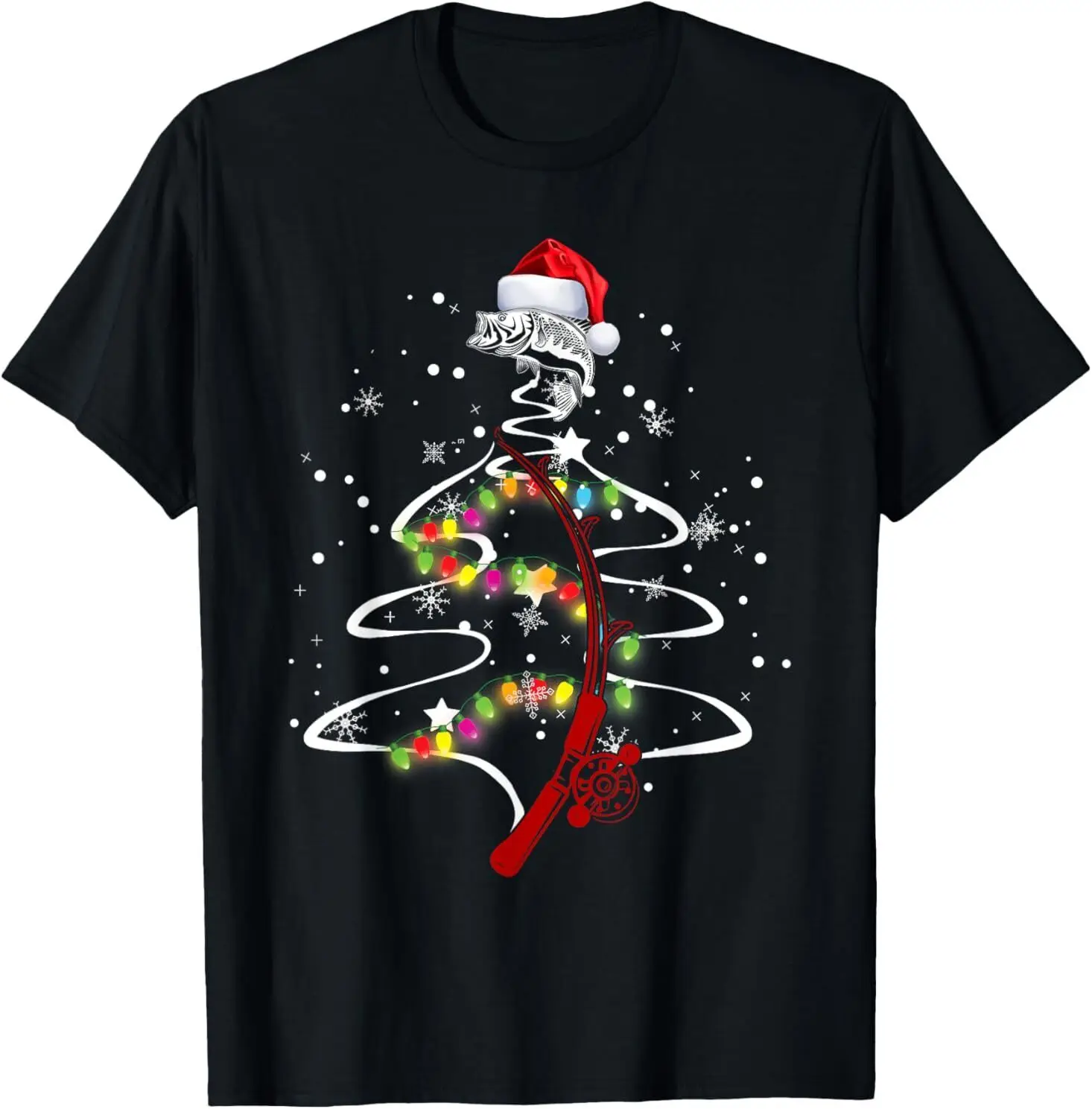 

NEW LIMITED Cool Fishing Christmas Tree Bass Fisherman Gift Great T-Shirt S-3XL