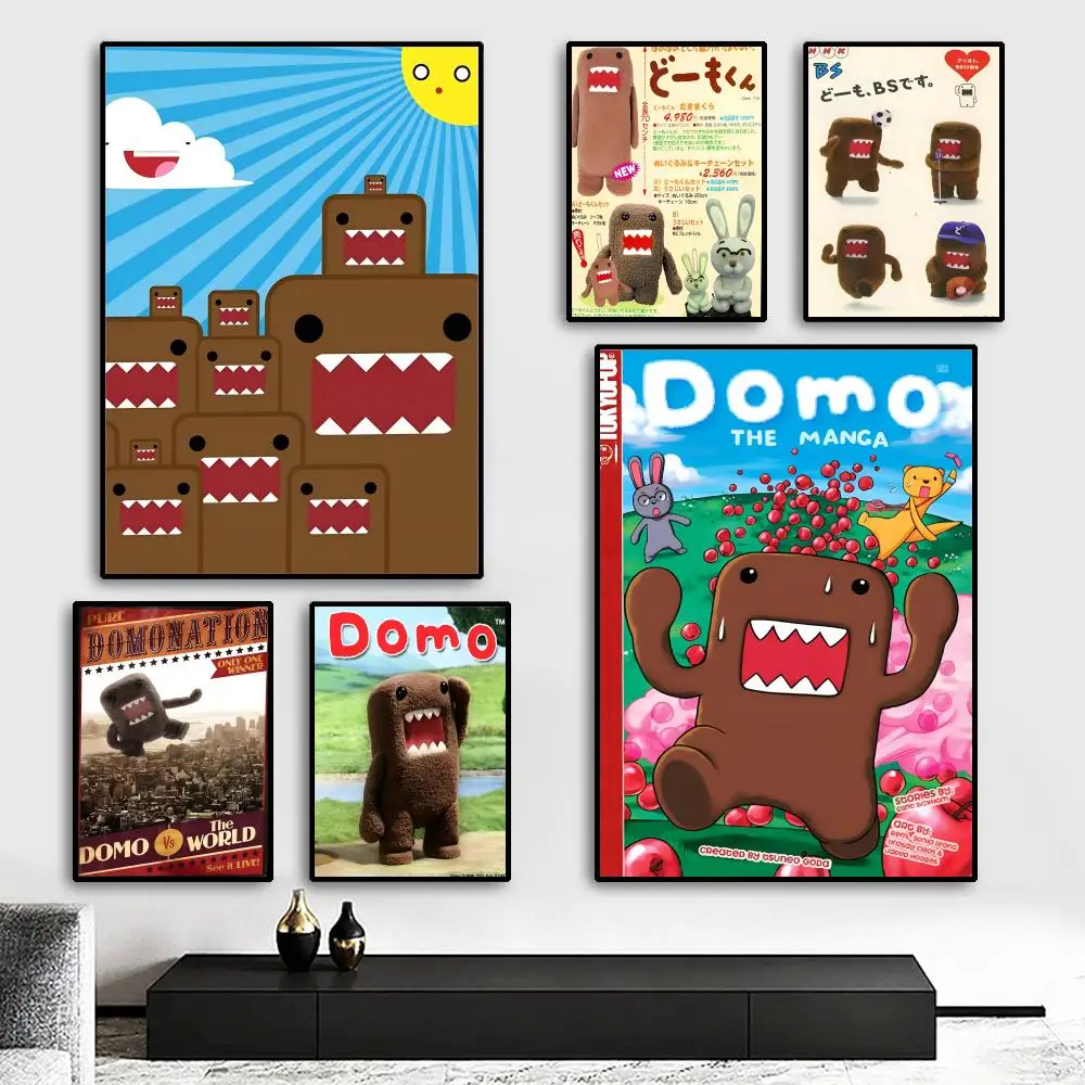 Cute Domo-Kun Classic Movie Painting Calligraphy HD Canvas Poster living room bedroom bar aesthetic decoration
