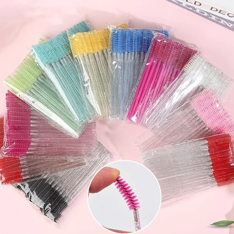 Colorful Crystal Eyelashes Brush Comb Mascara Wands Applicator Spoolers Tool Eyebrow Perm Makeup Cosmetic Eye Brow Brushes