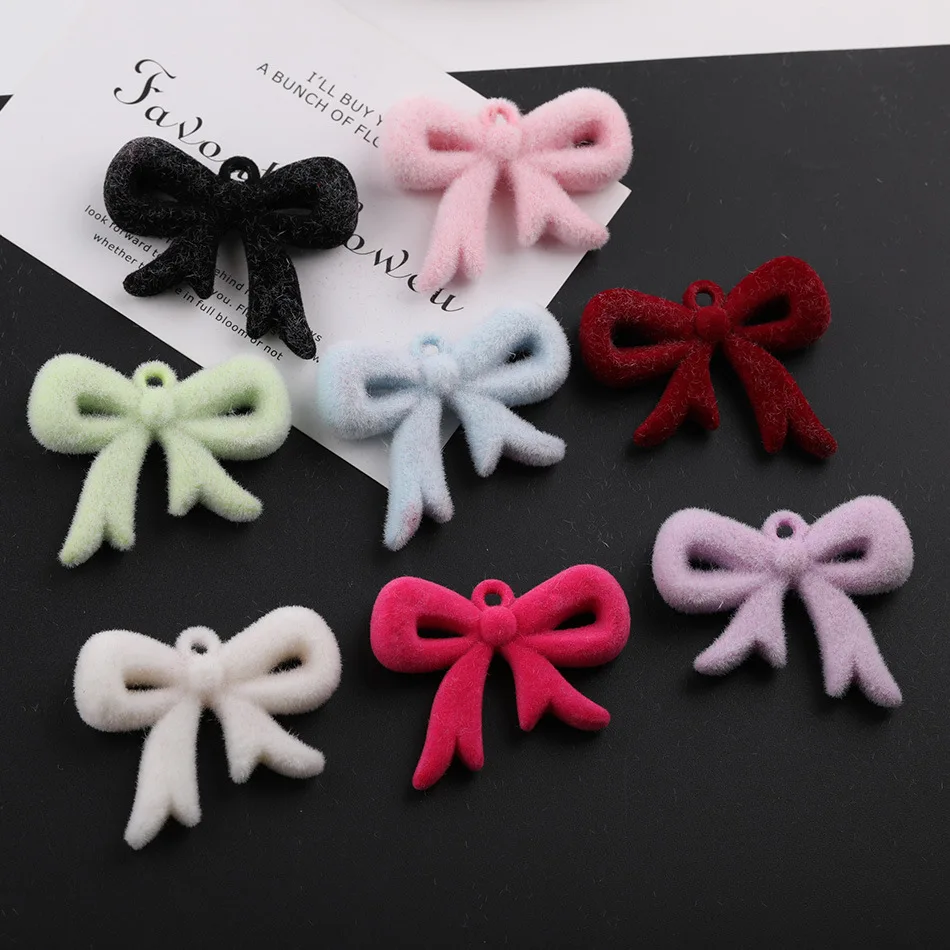 

10pcs Flocked Butterfly Acrylic Small Beads - DIY Handmade Keychain Decoration Material Accessories
