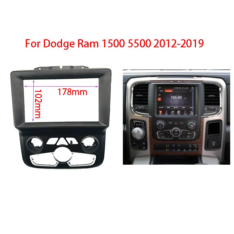 

2DIN Car Radio Fascia Frame For Dodge Ram 1500 5500 2012-2019 Stereo Panel Wiring Harness Power Cord Cable Canbus Decoder