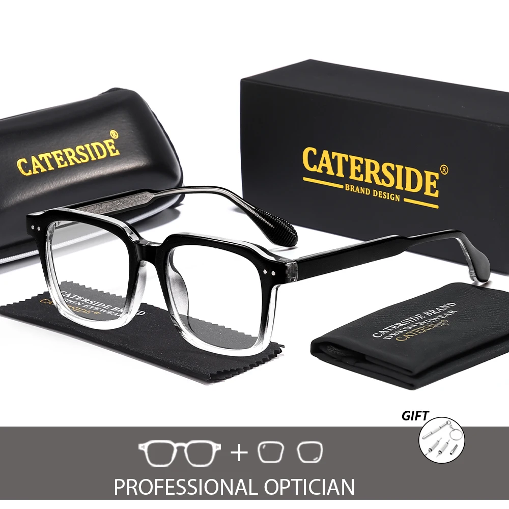 

CATERSIDE модные мужские квадратные оптические очки с наконечниками, индивидуальные очки по рецепту, женские очки для деловых вечеринок