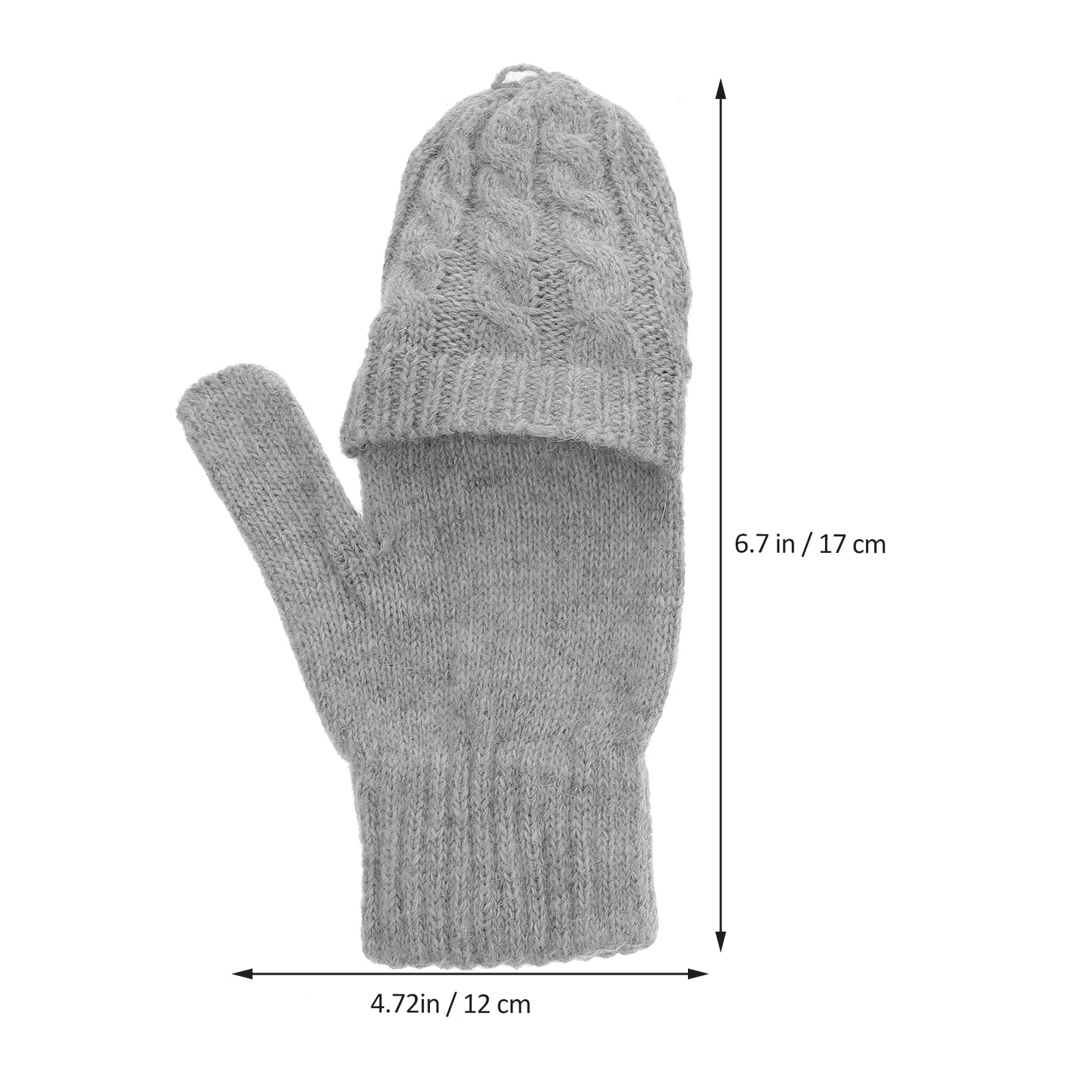 Women Winter Warm Wool Knitted Beige Convertible Fingerless Gloves Mitten Cover Lightweight Comfortable Hand Warmers