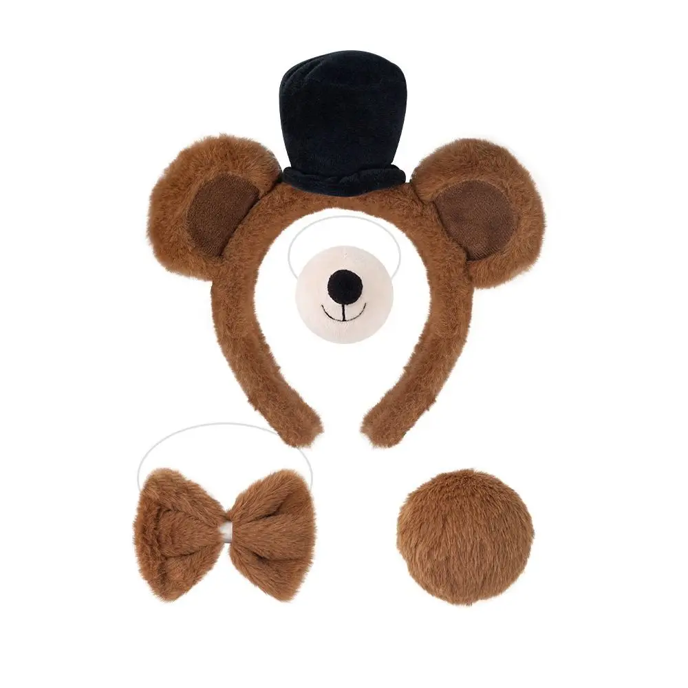 Accesorios para disfraz de oso, diadema con orejas de oso, accesorios de vestir, mascarada navideña, juego de orejas y cola de animales para Halloween