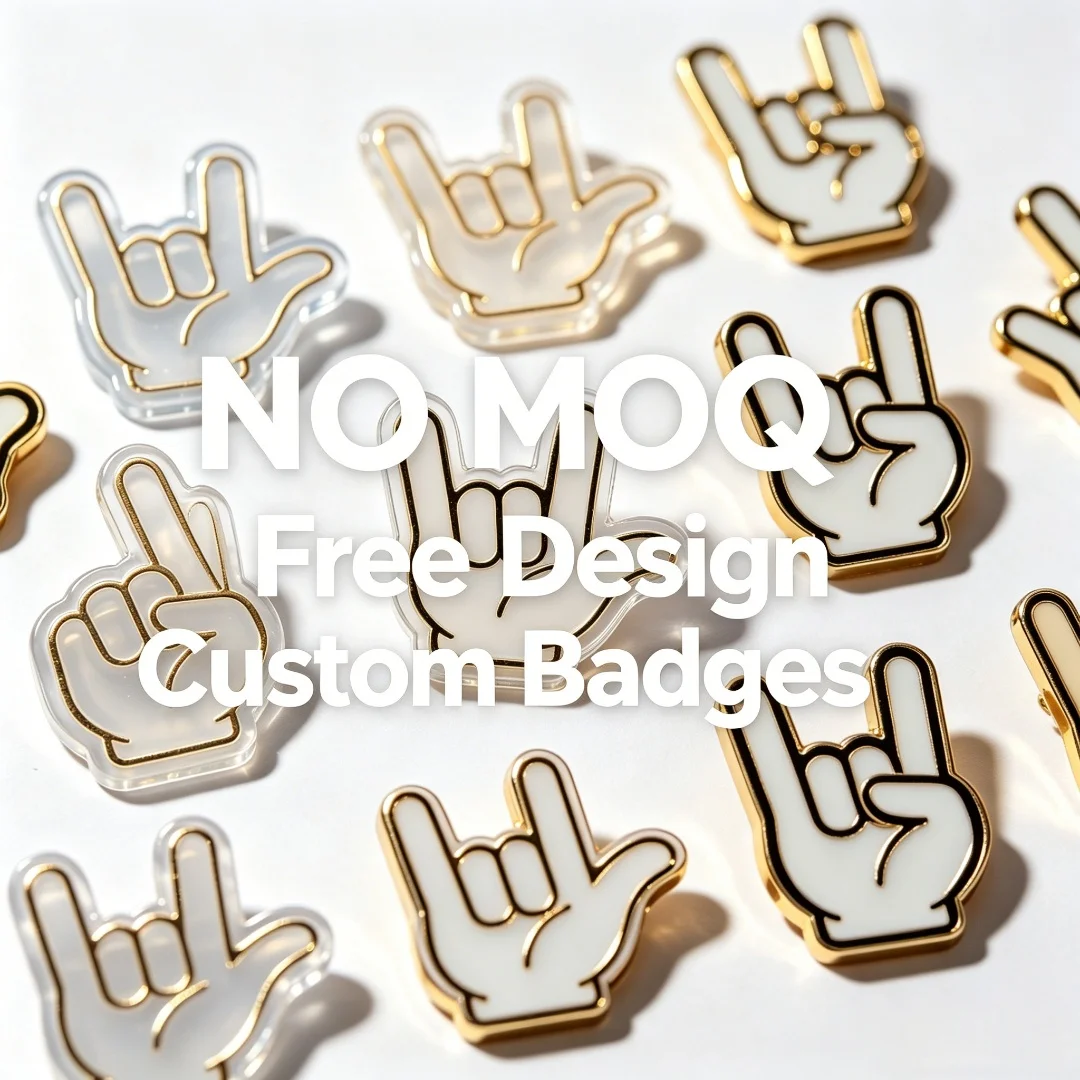 Custom Rock Hand Enamel Pins Metal Sign Language Brooches for Rock Fans & Music Lovers Backpack Decor