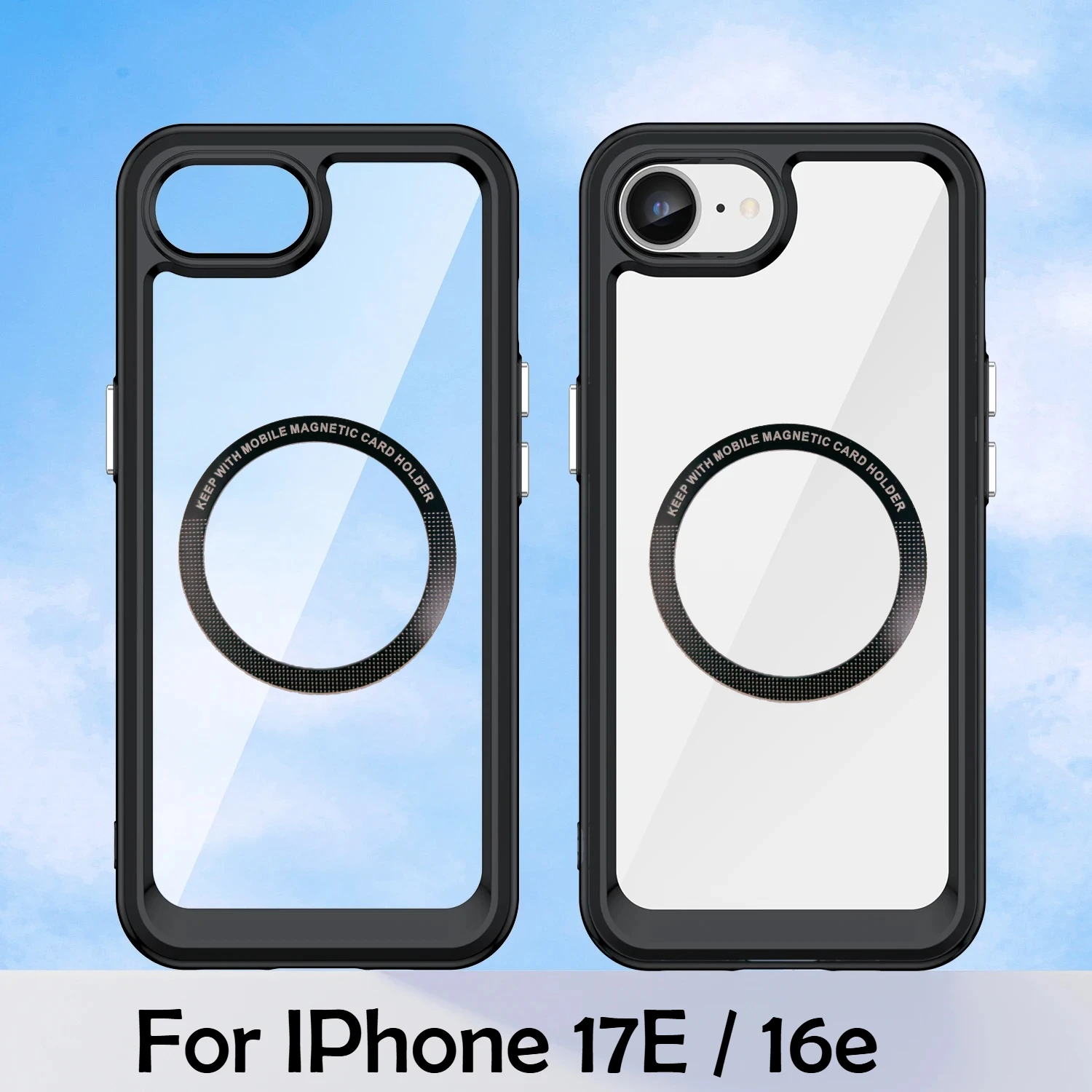 For IPhone 17 E 16e 17 16 15 14 Plus Pro Max Air Cases for Magsafe Hard PC Soft Frame Clear Car Magnetic Holder Back Phone Cover