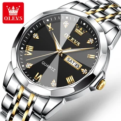 OLEVS Men's Watch Quartz Classic Stainless Steel Diamond Luxur Wrist Watches Date Business Classic Quartz Analog Watches for Men