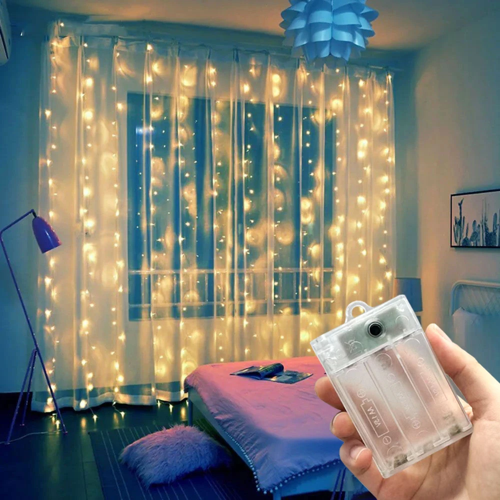 

LED Curtain Light String Wedding Birthday Party Decor Battery Power Ramadan Decoration for Home Valentine's Day Eid Mubarak