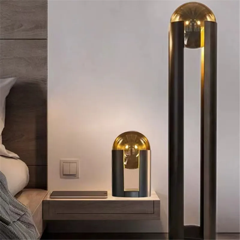 Luxury led beside brass standing lamp Personality Glass ball Lamps Bedroom Living Room Study Decorative Lamp office  floor lamp