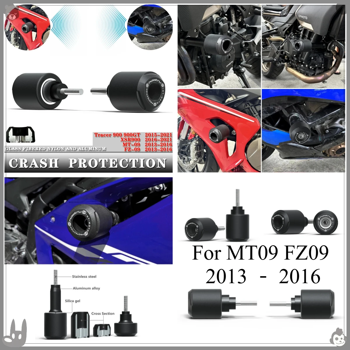 

Крышка руля для Yamaha MT09 FZ09 2013 2014 2015 2016, ручки для руля мотоцикла, заглушки, колпачки, ползунки, аксессуары