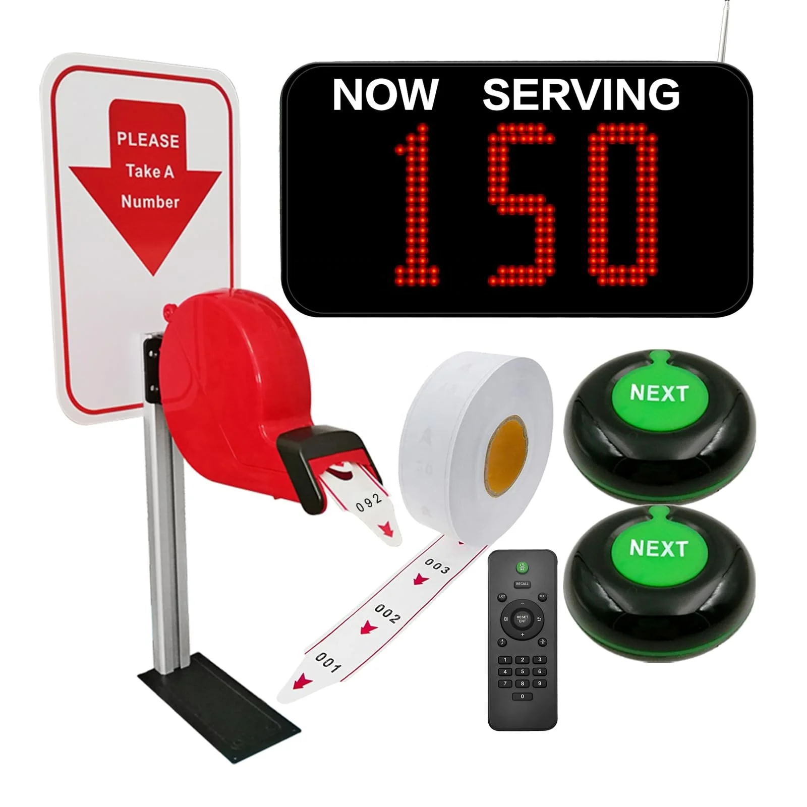 Intelligent Wireless Queue Call System with 3-Digit Display Ticket Dispenser for Bank Hospital Restaurant Clinic 100m Range