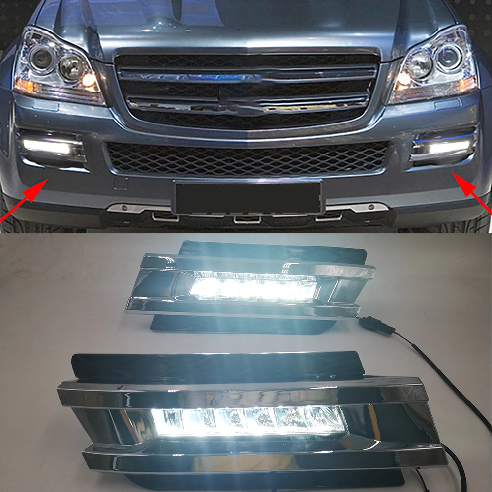 LED Daytime Running Light For Mercedes Benz X164 GL320 GL350 GL450 2006 - 2009 Waterproof ABS 12V DRL Fog Lamp Decoration