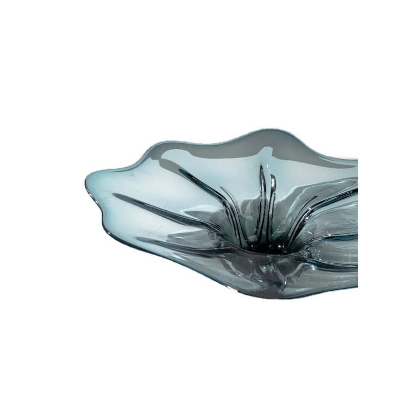 

Modern light luxury glass large fruit plate designer living room coffee table ornament model room soft desktop storage tray