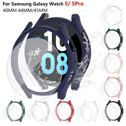 Tempered Glass+Case for Samsung Galaxy Watch 5 Pro 45mm PC Cover All-Around Protective Bumper Shell for Galaxy Watch 5 40mm 44mm