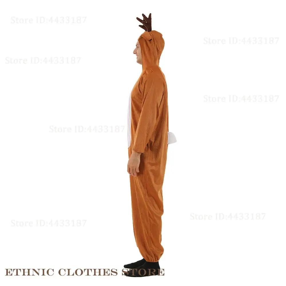 크리스마스 순록 코스프레 의상 만화 Kigurumi 점프 슈트 파자마 재미 있은 부모-자식 복장 Onesies Bodysuit 할로윈 의상