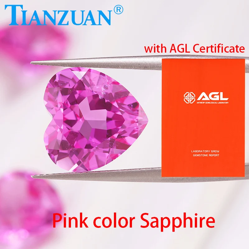 

Pink color Lab Grown Sapphire Heart Shape Natual Cut Artificial Sapphire Stone with inculsions vs si clarity loose stone