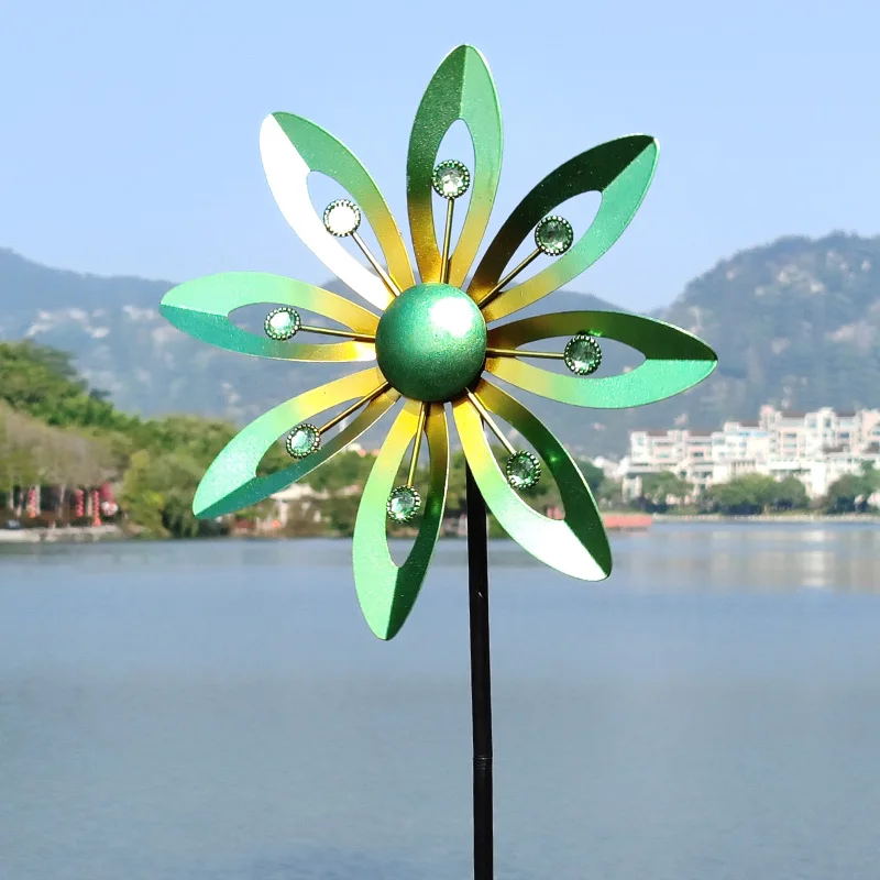 

Vintage Iron Windmill Spinner Yard Pinwheel for Rural Courtyard Wind Powered Landscape Creative Ornament for Social Media Photos