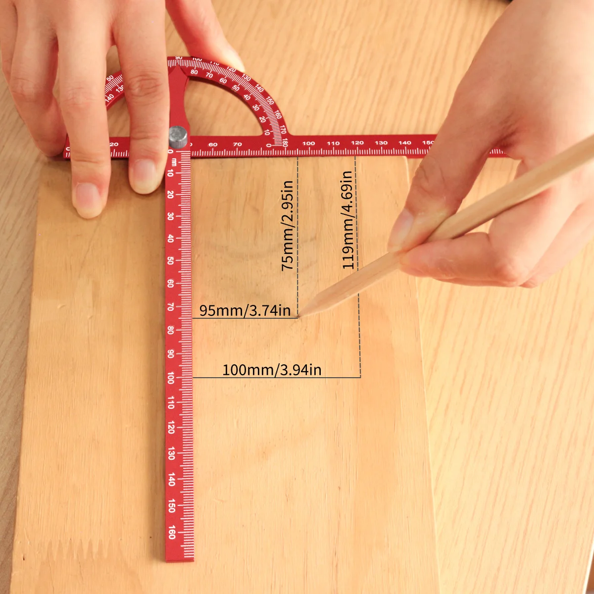 Aluminum Alloy Multifunctional Protractor Angle Marking Ruler Woodworking High‑Precision Angle Measuring Layout Tool