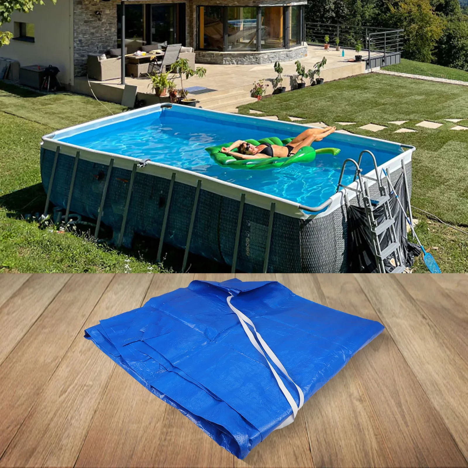 Inflatable Pool Cover Protective Pool Cover Pool Maintenance 460 230 25cm Abrasion-Resistant Waterproof And Windproof