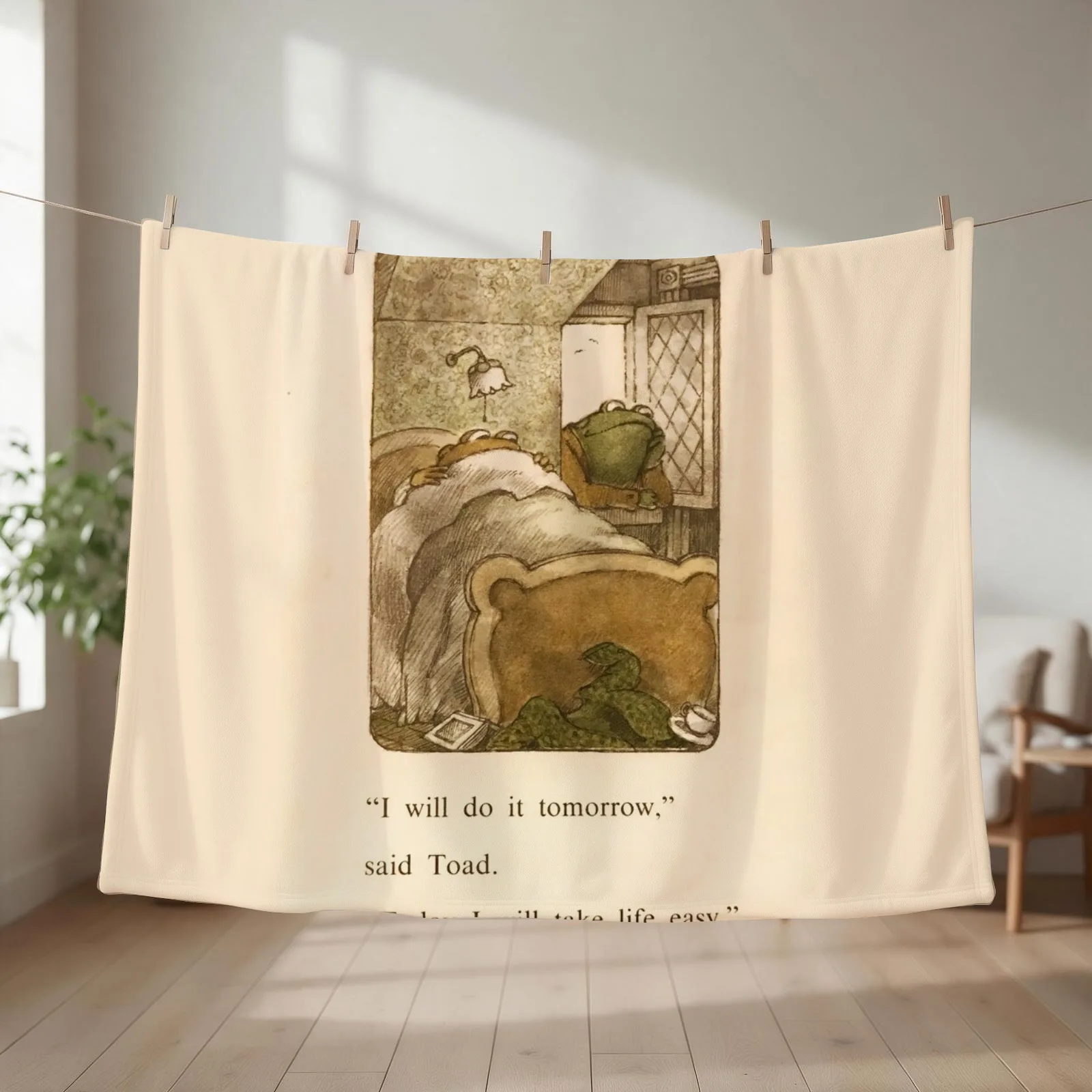 Frog And Toad I will Do It Tomorrow Throw Blanket couch cozy soft plush fuzzy picnic outdoor blanket