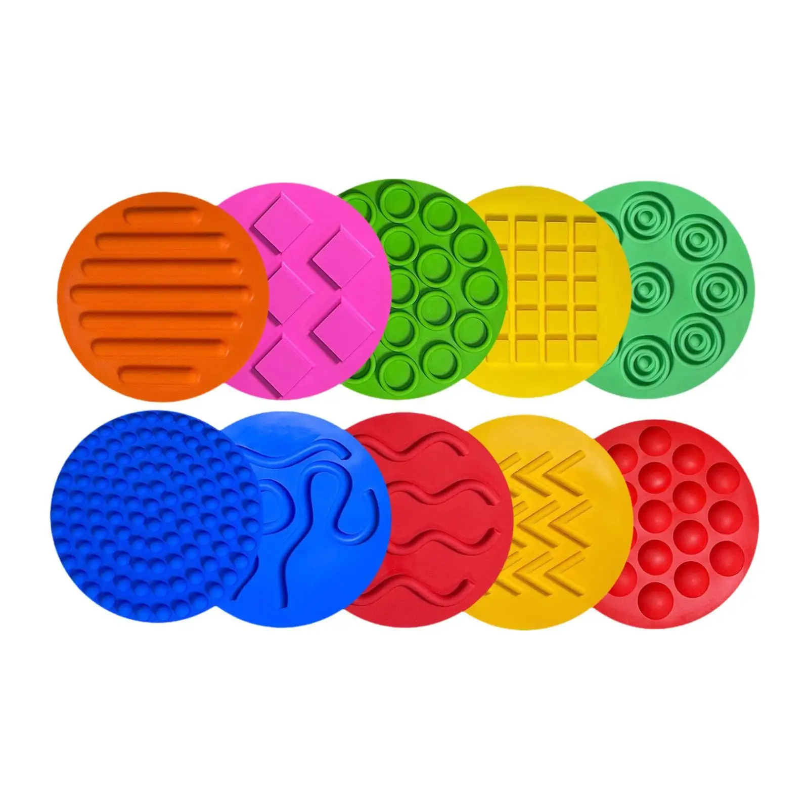 10x Cuscinetti Sensoriali Scheda Circolare Portatile per Pressione del Dito Gioco Tattile Sensoriale Tappetini in Silicone per Attività per Bambini Colori Casuali