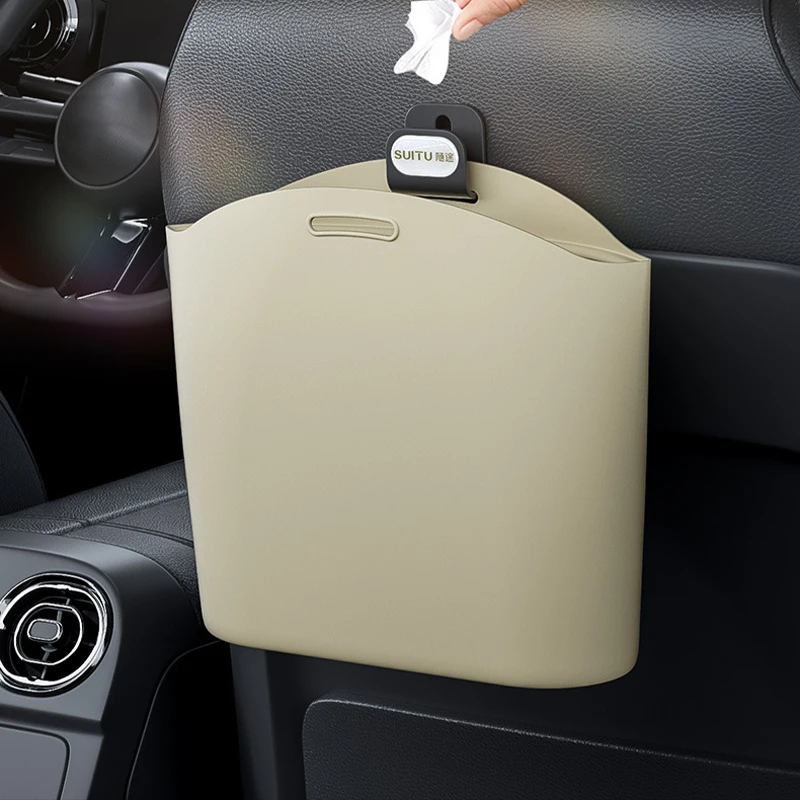 

1Pc Silicone Car Trash Can Hanging Waterproof Backseat Garbage Bag Universal Space Saving Organizer for Auto Interior