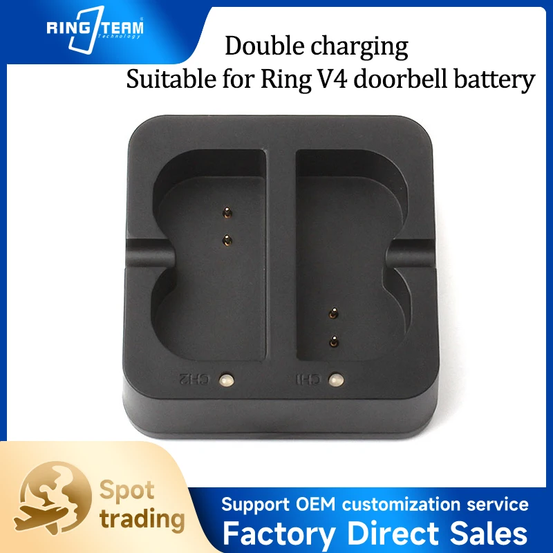 Dual Battery Charger Station for Ring V4 Doorbell Fast Charging Double Slot Micro USB LED Indicator for Home Security