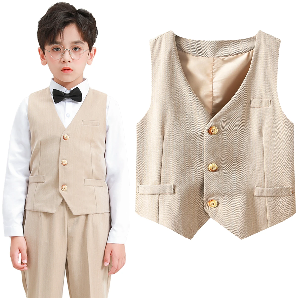 Boys Vest Kids Blazer Infant School Birthday Party Clothes Toddler Wedding Formal Piano Performance Waistcoats Church Dress Suit